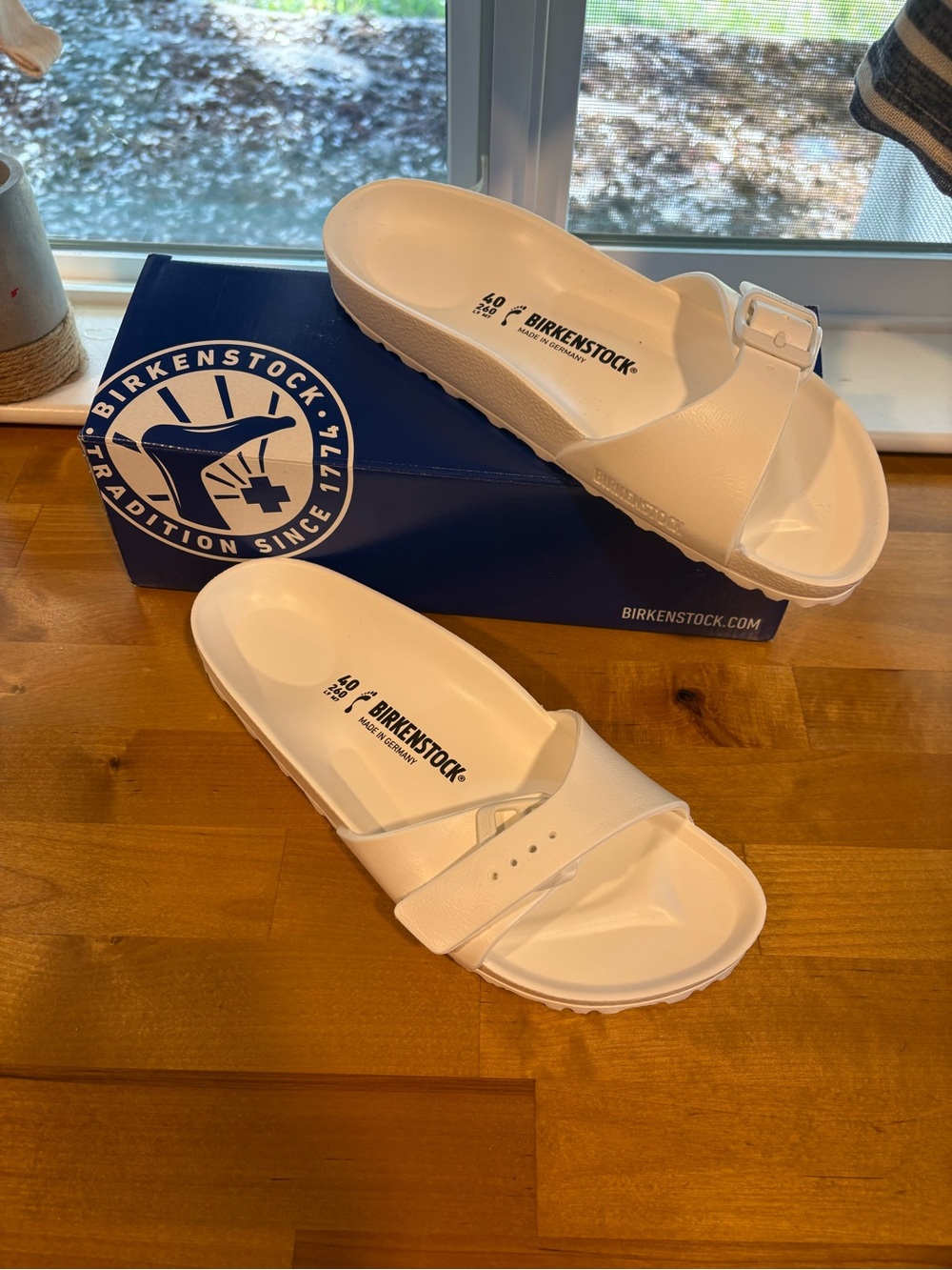Birkenstock White Madrid EVA Slide Sandals 40 Narrow